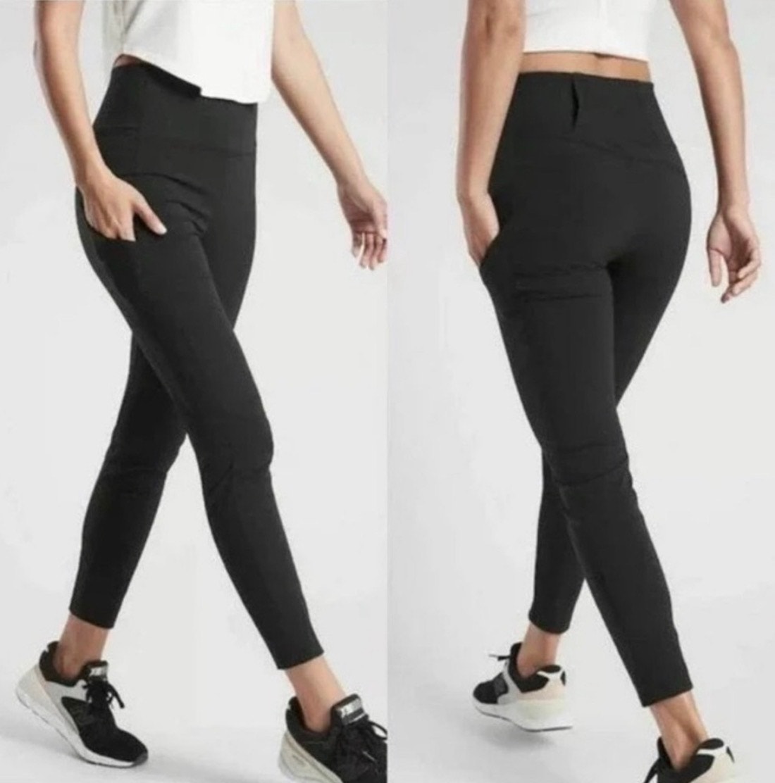 Athleta Trekkie Hybrid Crop Tight In Black Size 2 Hiking Outdoor Pants 305514